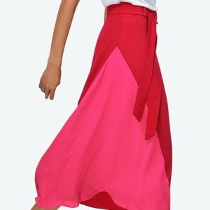 Ellos Size 18 Colorblock A Line Skirt Pink Red